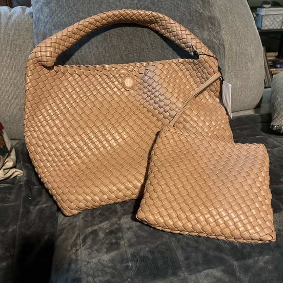 Rachel Zoe Tan Woven Hobo Bag with Pouch - Picture 1 of 10